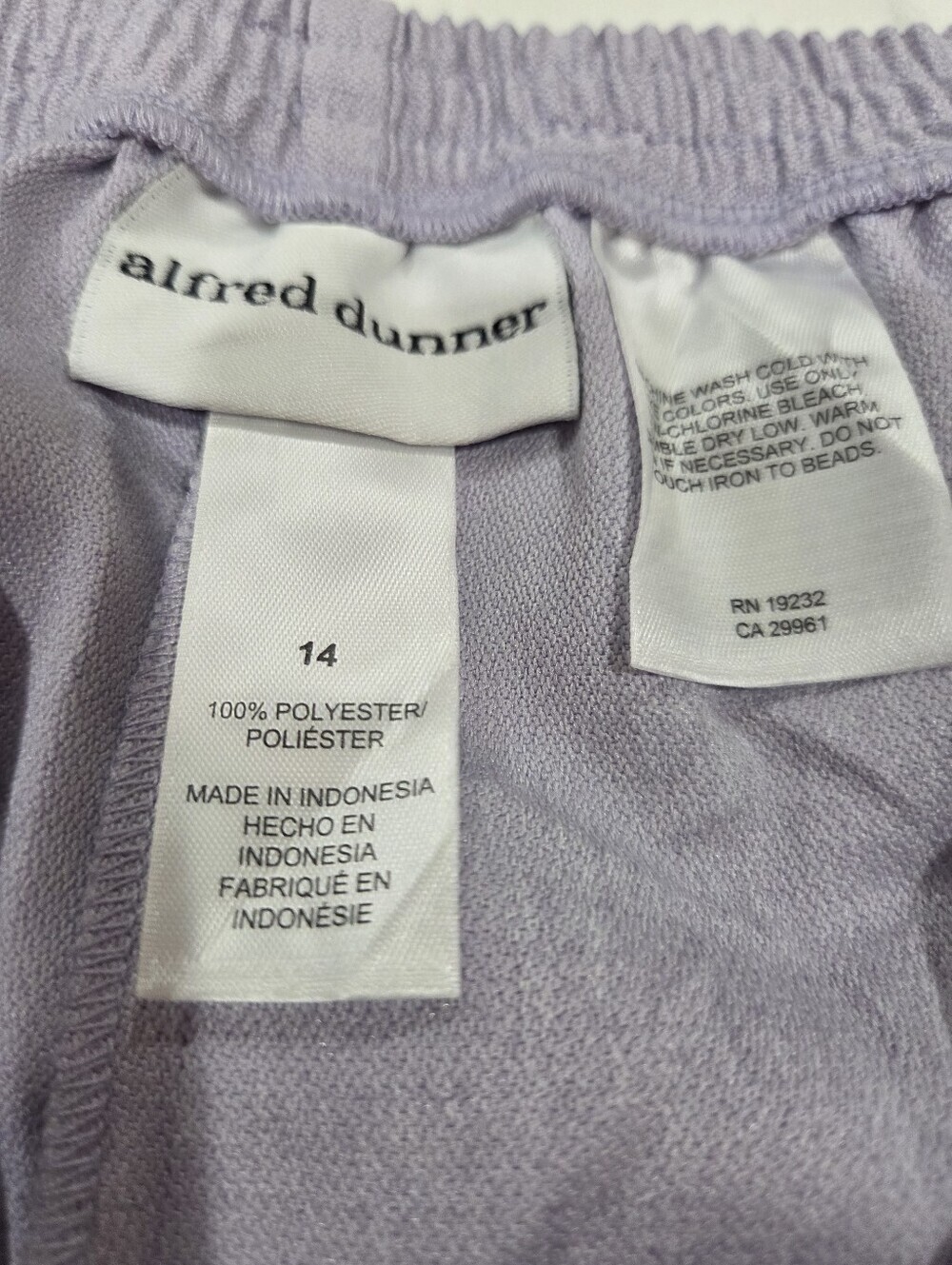 Alfred Dunner Women's Size 14 Purple Pockets Pull On Pants 1/2 Elastic Waist - Picture 3 of 13